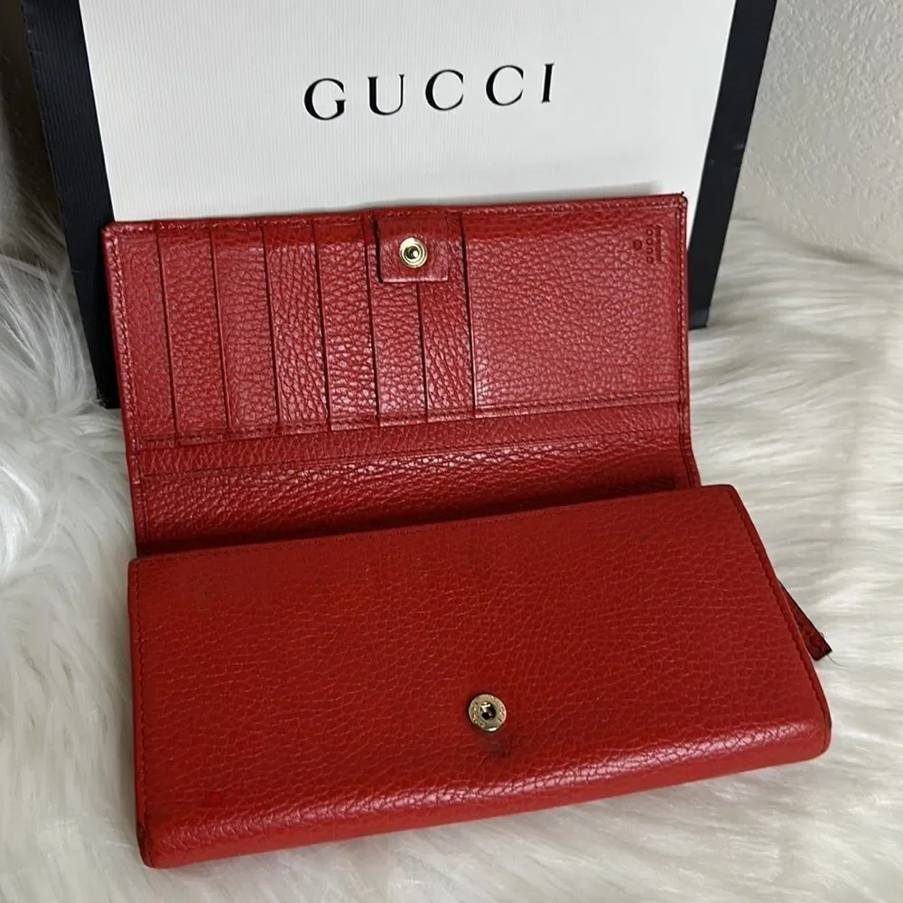 💯Authentic Gucci Leather Long Wallet🍀